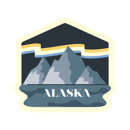 alaska mountains sticker lettering iconのイラスト素材