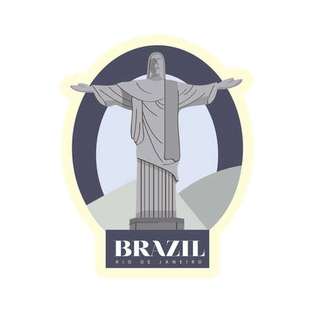 corcovade christ brazil sticker iconのイラスト素材