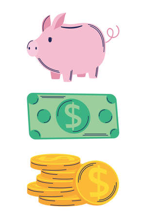 three savings management set iconsのイラスト素材