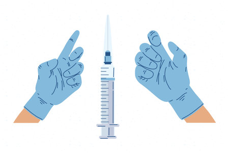 doctor hands and syringe vaccineのイラスト素材