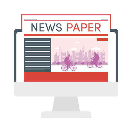 desktop with online news technologyのイラスト素材