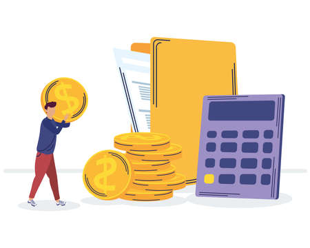 man and savings management iconsのイラスト素材