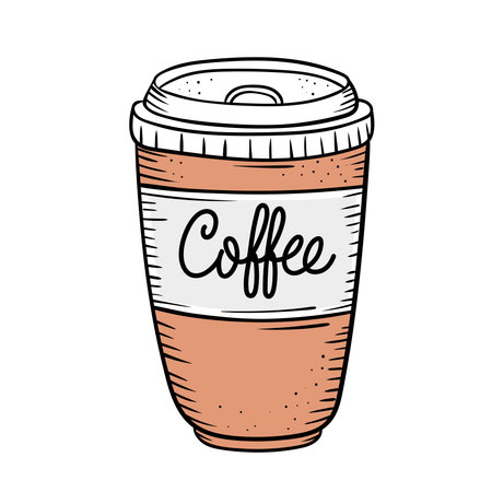coffee take away doodle styleのイラスト素材
