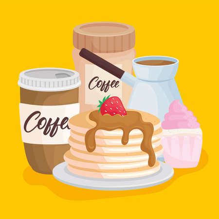 coffee and desserts set iconsのイラスト素材