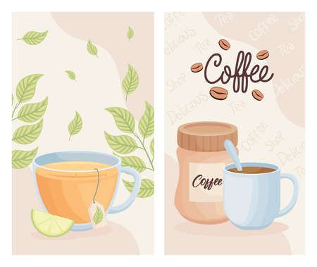 sweet drinks morning set iconsのイラスト素材