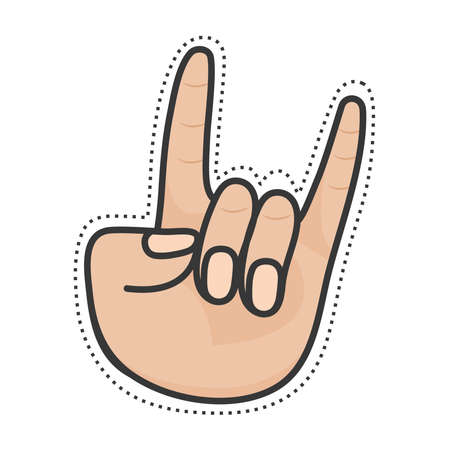 rock and roll hand patchのイラスト素材