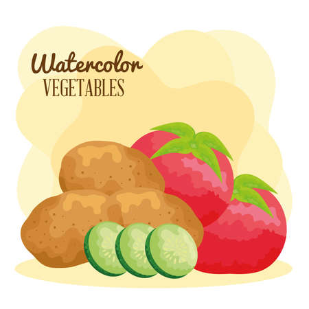 watercolor lettering and vegan foodのイラスト素材