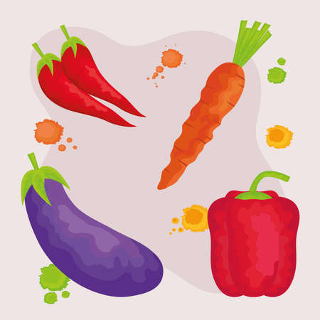 watercolor healthy food set iconsのイラスト素材