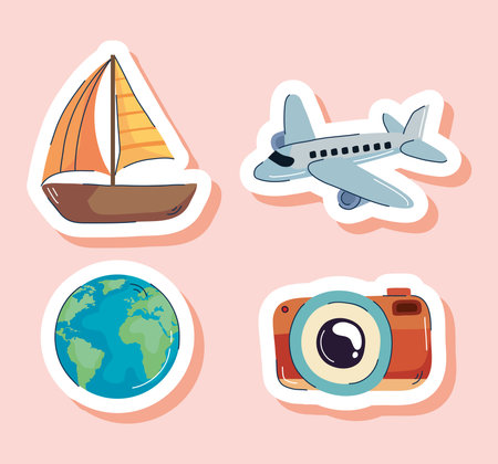 time travel four set iconsのイラスト素材