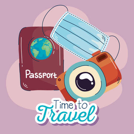 travel lettering and set iconsのイラスト素材