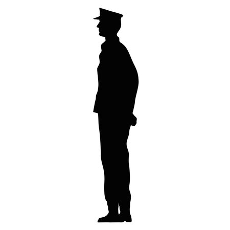 officer silhouette military isolated iconのイラスト素材