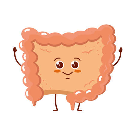 cute organ intestine human iconのイラスト素材