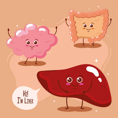 three cute organs humans iconsのイラスト素材