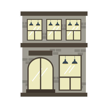 gray facade store building iconのイラスト素材