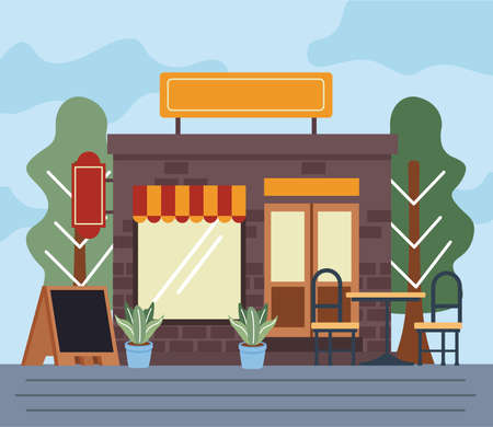 front facade restaurant building iconのイラスト素材