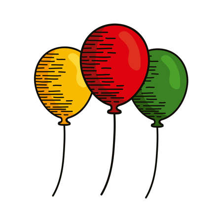 balloons helium colors floating iconのイラスト素材