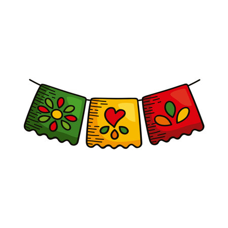 mexican celebration garlands hanging iconのイラスト素材