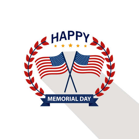 memorial day wreath with flagsのイラスト素材