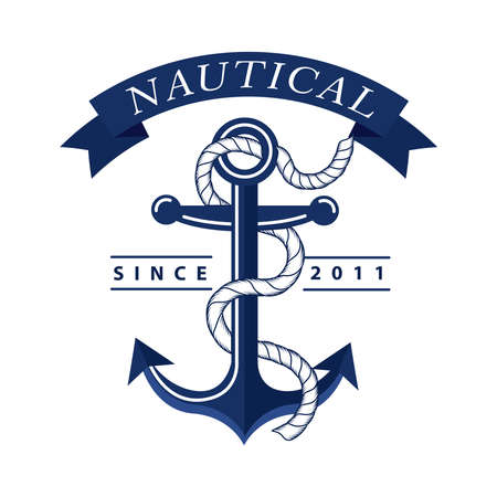 anchor nautical label blue iconのイラスト素材