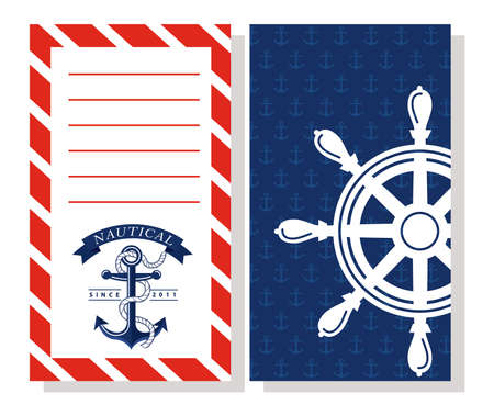 anchor and helm nautical emblemsのイラスト素材