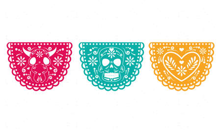 mexican celebration garlands decorative iconのイラスト素材