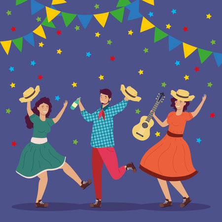 persons in festa Junina celebrationのイラスト素材