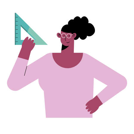 afro female teacher with ruleのイラスト素材