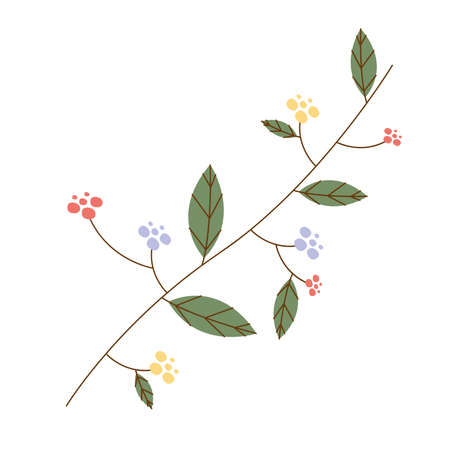 branch with flowers and leafsのイラスト素材