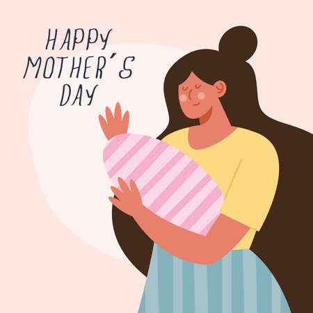 mothers day mom lifting babyのイラスト素材