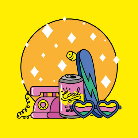 nineties years style retro iconsのイラスト素材