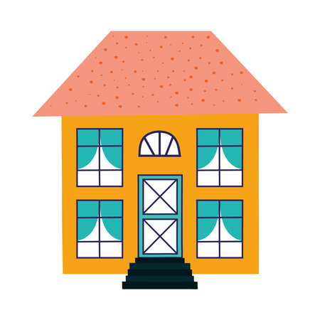 orange house building hand drawのイラスト素材