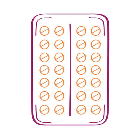 contraceptive pills drugs drawn iconのイラスト素材