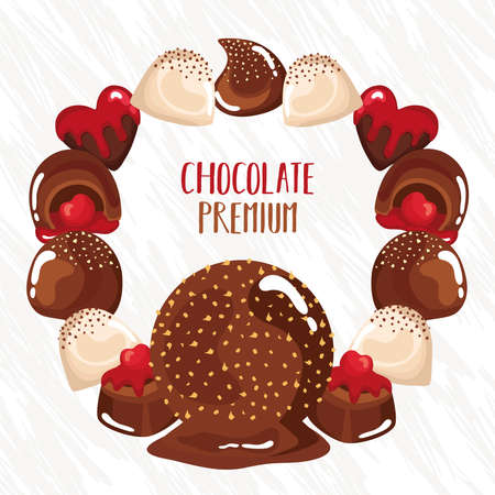chocolate premium lettering with candiesのイラスト素材