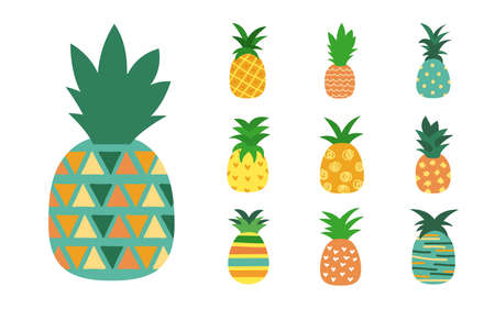 bundle of ten pineapples iconsのイラスト素材