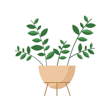houseplant in beige ceramic potのイラスト素材