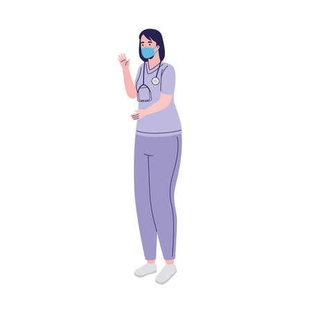 female doctor with stethoscope characterのイラスト素材