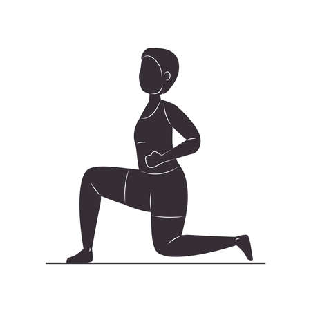 woman strides fitness silhouette iconのイラスト素材