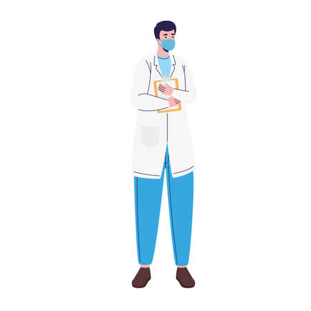 male doctor with clipboard characterのイラスト素材