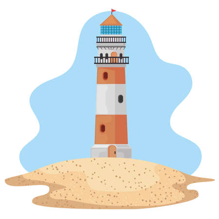 lighthouse on the beach seascape sceneのイラスト素材