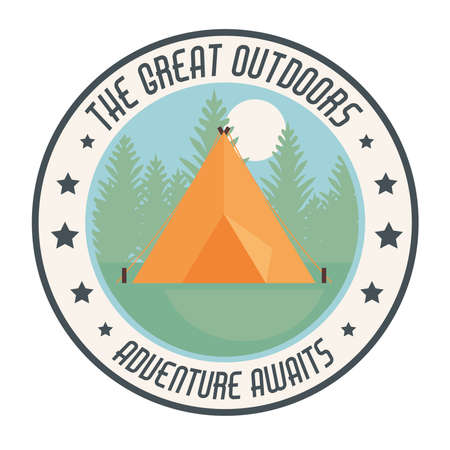 summer camping patch with tentのイラスト素材