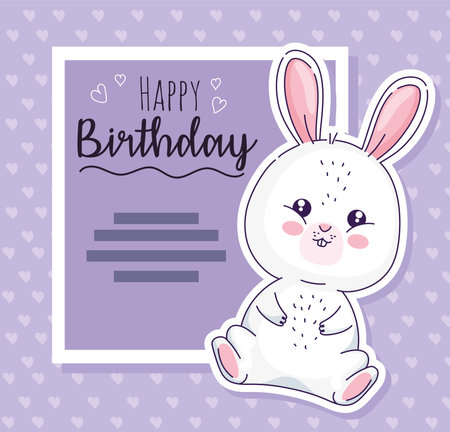 happy birthday card with rabbitのイラスト素材