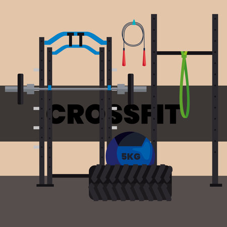 crossfit sport gym scene iconsのイラスト素材