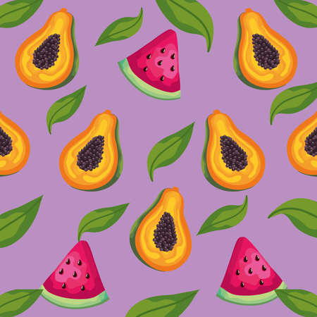 leafs and topical fruits patternのイラスト素材