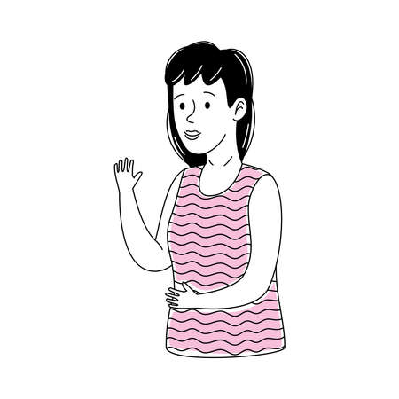 young woman with pink shirtのイラスト素材