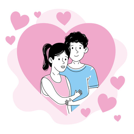 lovely couple in heart charactersのイラスト素材