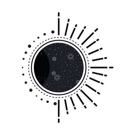 waxing gibbous moon monochrome styleのイラスト素材