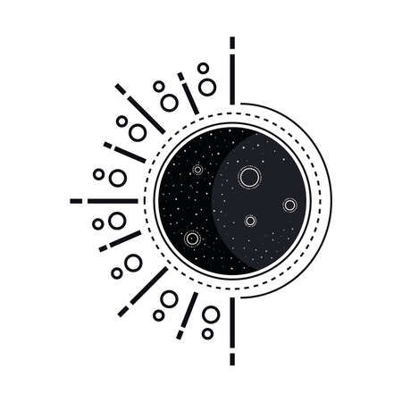 waxing crescent moon phase monochromeのイラスト素材