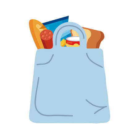 groceries in plastic shopping bag iconsのイラスト素材