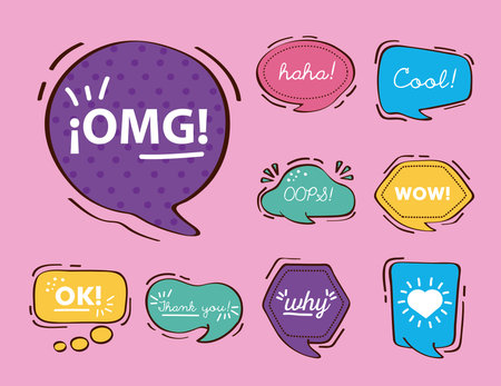 text balloons set nine icons