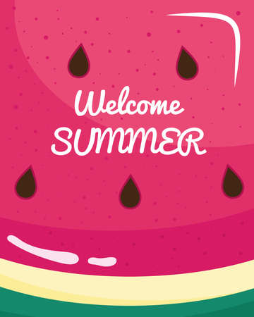 welcome summer lettering in watermelonのイラスト素材